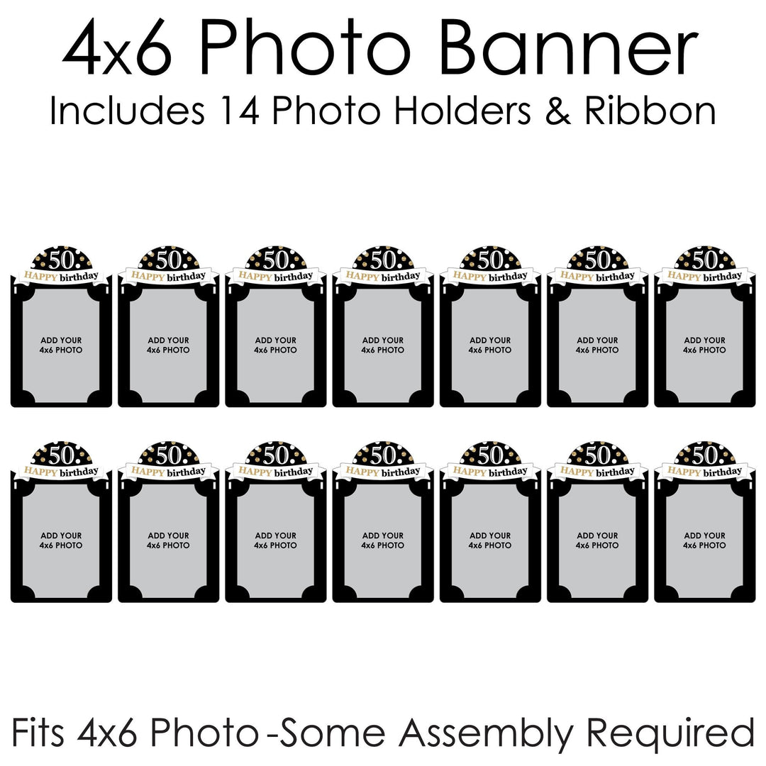 Adult 50th Birthday - Gold - DIY Birthday Party Decor - Picture Display - Photo Banner
