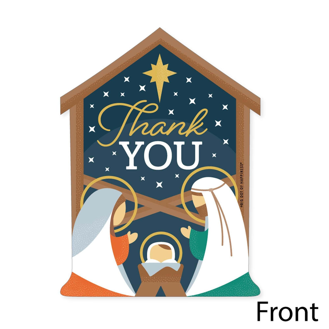 Holy Nativity - Shaped Thank You Cards - Manger Scene Religious Christmas Thank You Note Cards with Envelopes - Set of 12
