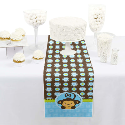 Blue Monkey Boy - Baby Shower or Birthday Party Petite Table Runner