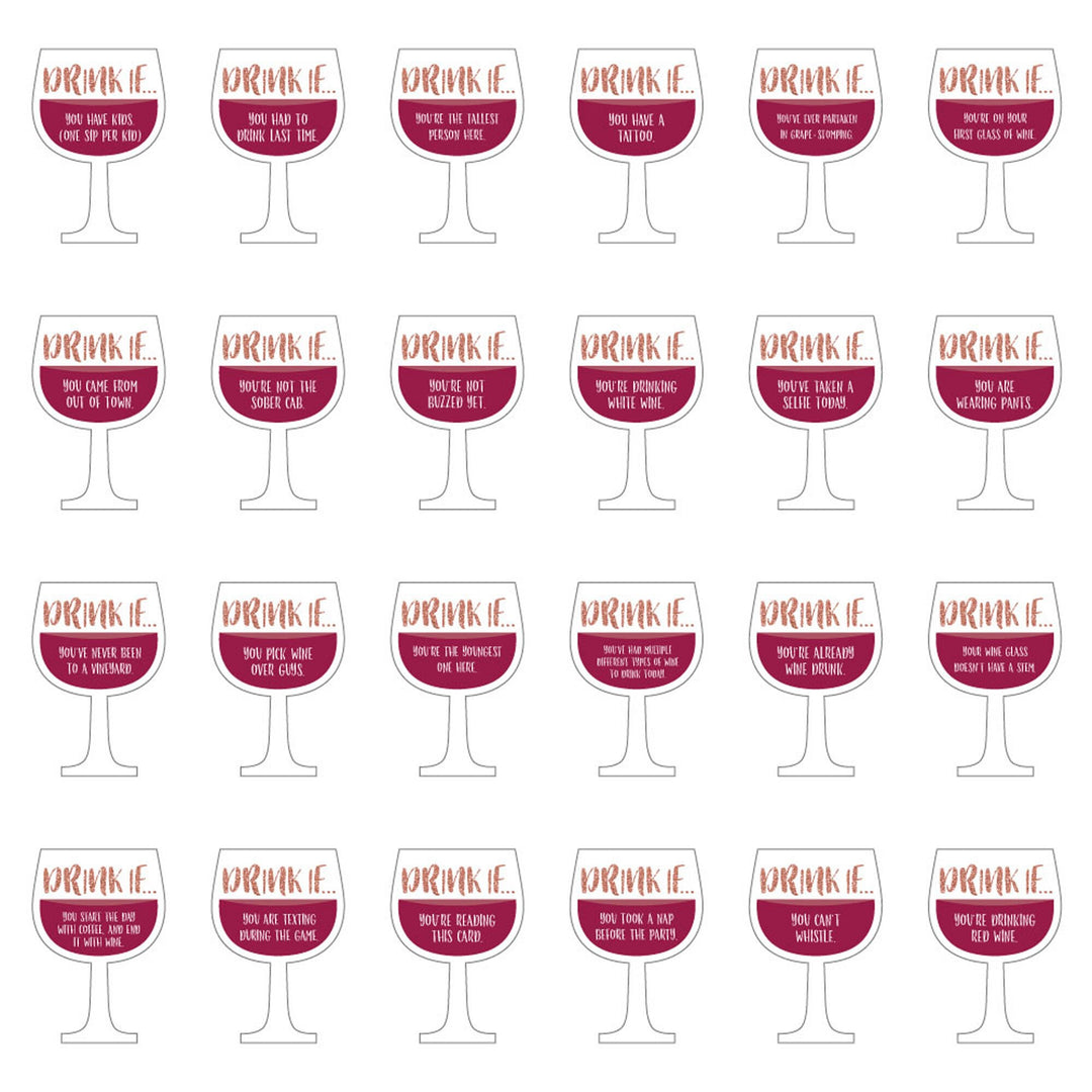 Drink If Game - But First, Wine - Wine Tasting Party Game - Set of 24