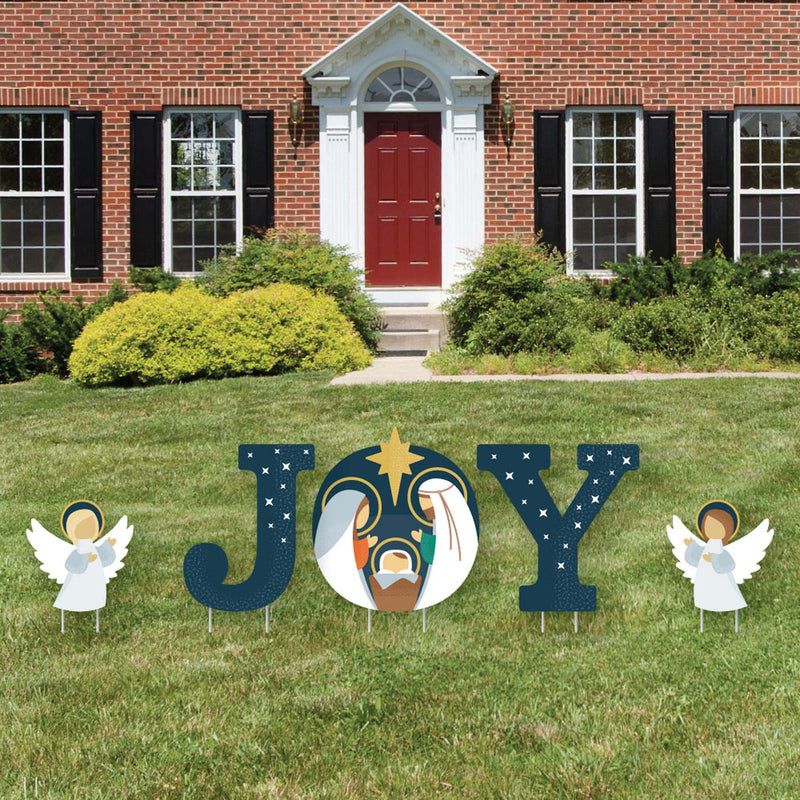 Holy Nativity - Yard Sign Outdoor Lawn Decorations - Manger Scene Religious Christmas Yard Signs - Joy