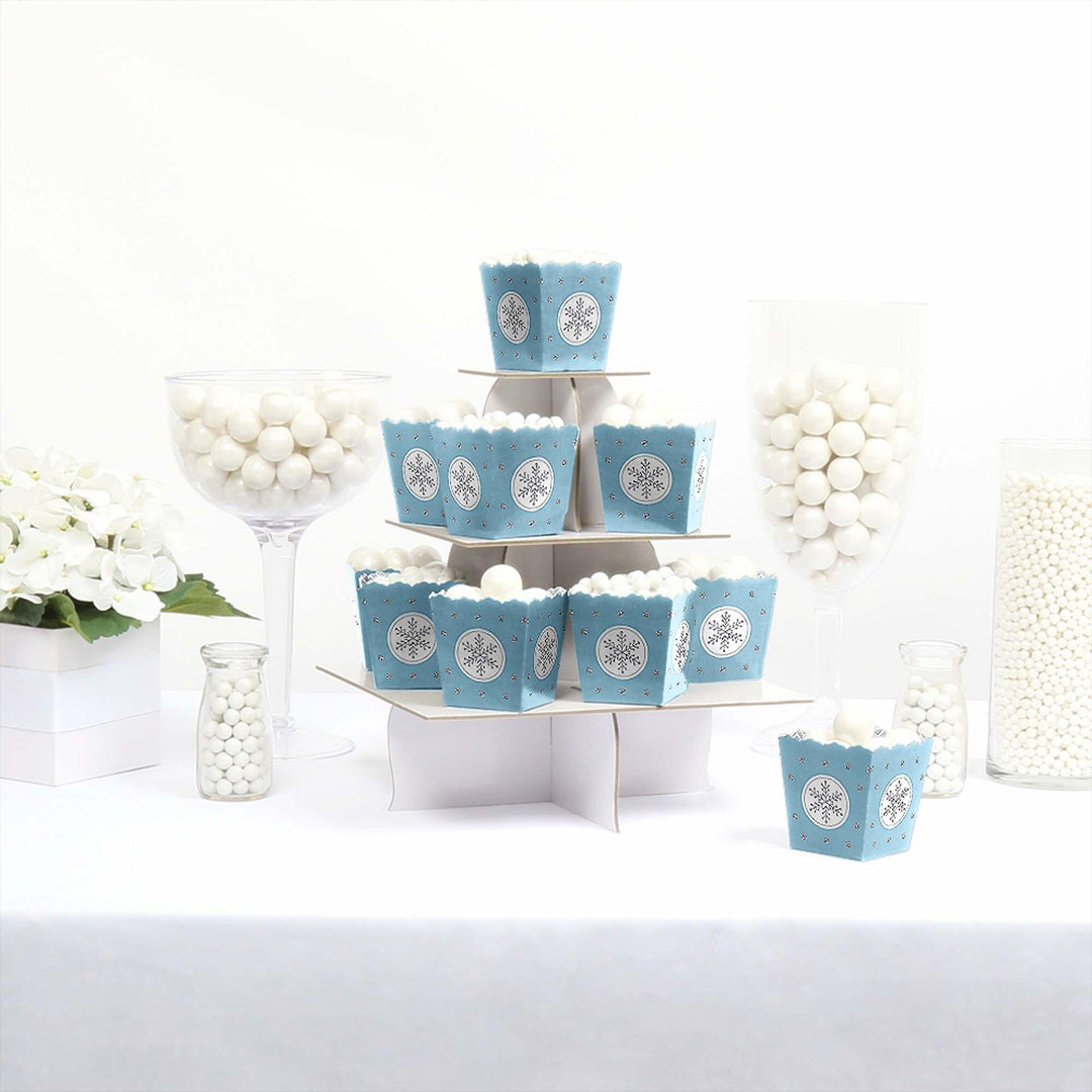 Winter Wonderland - Party Mini Favor Boxes - Snowflake Holiday Party and Winter Wedding Treat Candy Boxes - Set of 12
