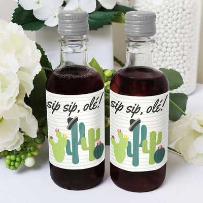 Prickly Cactus Party - Mini Wine and Champagne Bottle Label Stickers - Fiesta Party Favor Gift for Women and Men - Set of 16