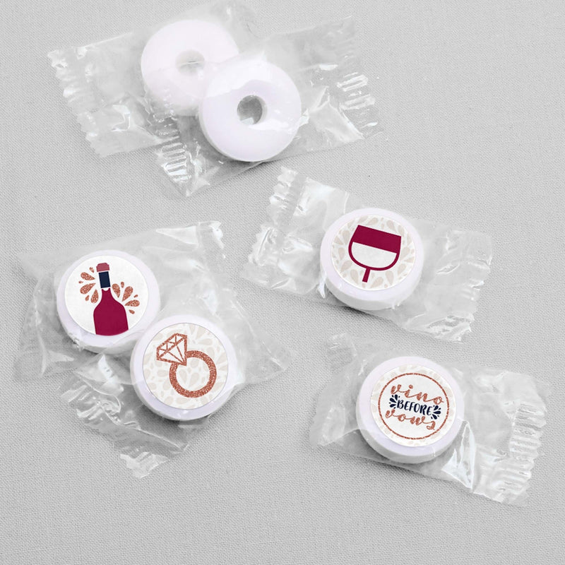Vino Before Vows - Round Candy Labels Winery Bridal Shower or Bachelorette Party Favors - Fits Hershey&