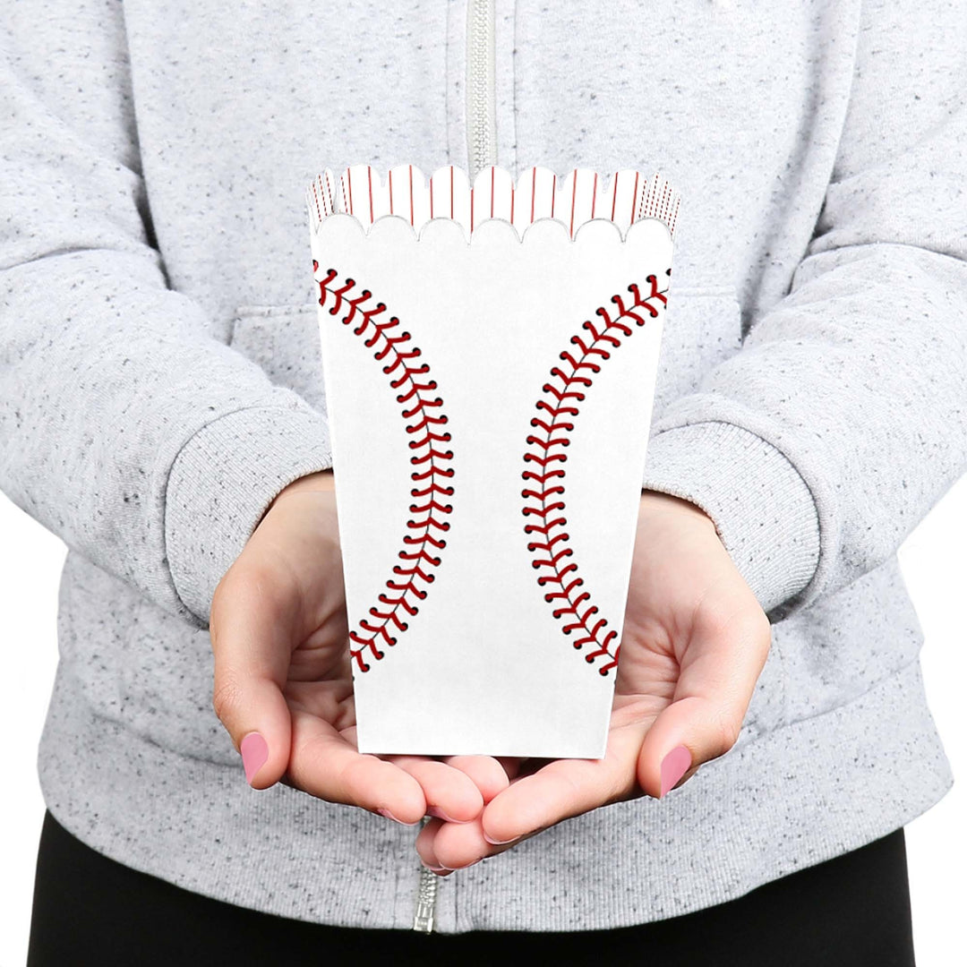 Batter Up - Baseball - Baby Shower or Birthday Party Favor Popcorn Treat Boxes - Set of 12