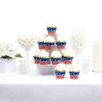Stars & Stripes - Memorial Day, 4th of July and Labor Day USA Patriotic Party Decorations - Party Cupcake Wrappers - Set of 12