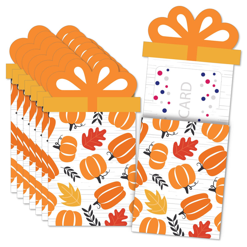 Fall Pumpkin - Halloween or Thanksgiving Party Money and Gift Card Sleeves - Nifty Gifty Card Holders - Set of 8