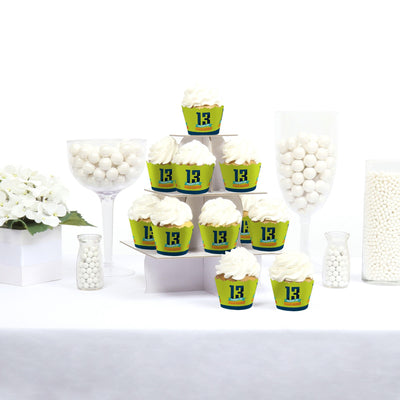 Boy 13th Birthday - Official Teenager Birthday Party Decorations - Party Cupcake Wrappers - Set of 12