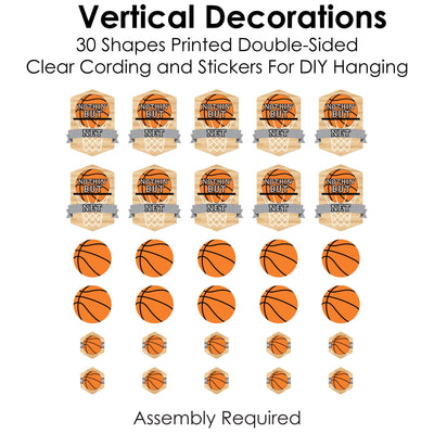 Nothin' But Net - Basketball - Baby Shower or Birthday Party DIY Dangler Backdrop - Hanging Vertical Decorations - 30 Pieces