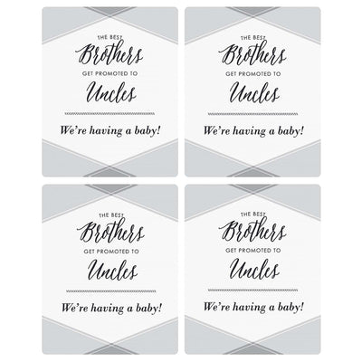 The Best Brothers Get Promoted to Uncles - Pregnancy Announcement Decorations for Men - Wine Bottle Labels - Set of 4