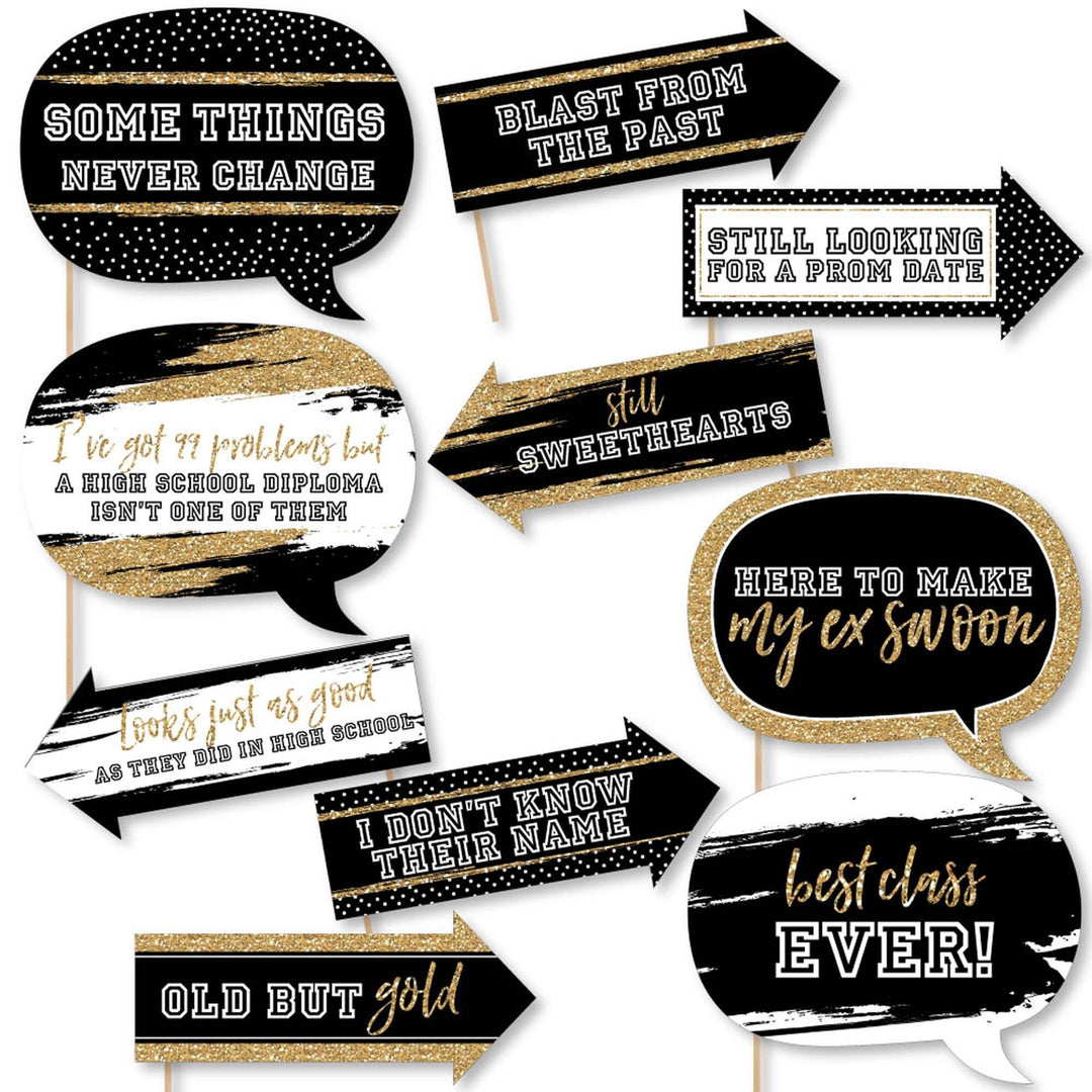 Funny Reunited - 10 Piece School Class Reunion Party Photo Booth Props Kit