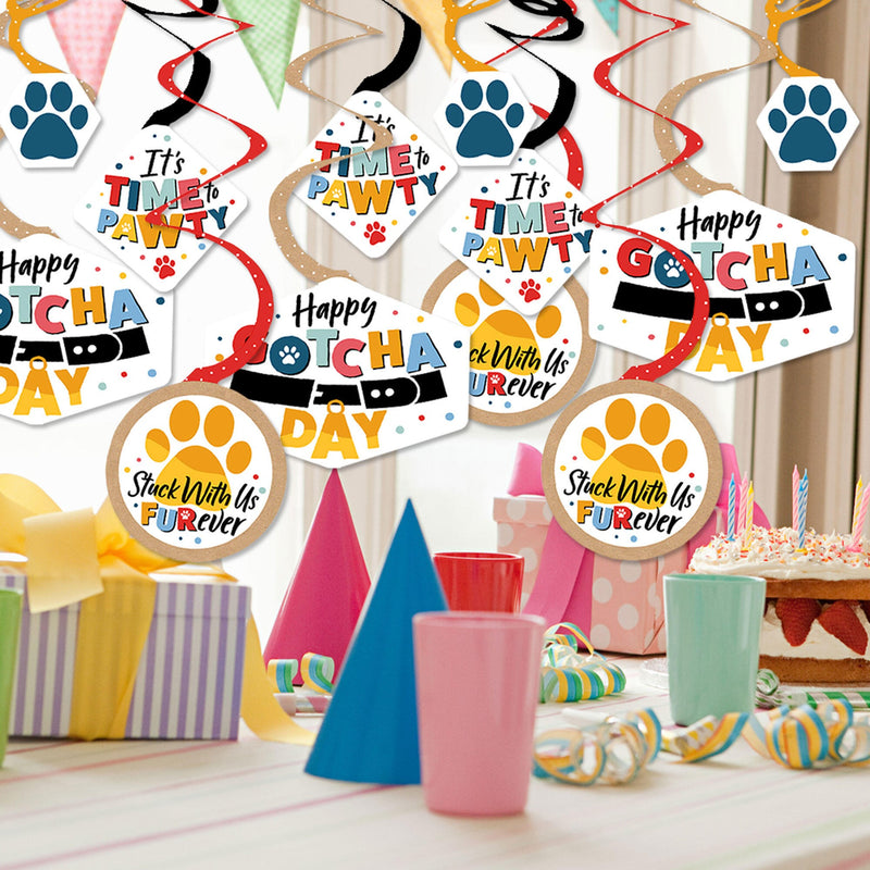 Happy Gotcha Day - Dog and Cat Pet Adoption Party Hanging Decor - Party Decoration Swirls - Set of 40
