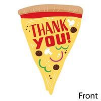 Pizza Party Time - Shaped Thank You Cards - Baby Shower or Birthday Party Thank You Note Cards with Envelopes - Set of 12