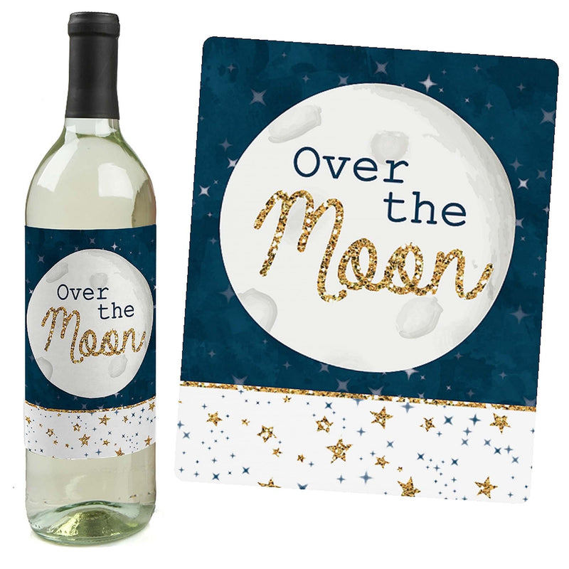 Twinkle Twinkle Little Star - Baby Shower or Birthday Party Decorations for Women and Men - Wine Bottle Label Stickers - Set of 4