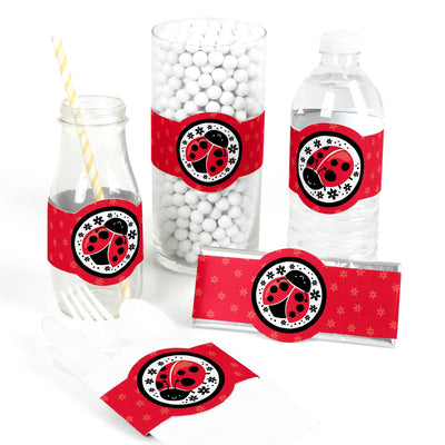 Happy Little Ladybug - DIY Party Supplies - Baby Shower or Birthday Party DIY Wrapper Favors and Decorations - Set of 15
