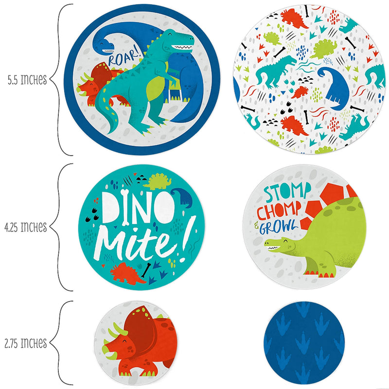 Roar Dinosaur - Dino Mite T-Rex Baby Shower or Birthday Party Giant Circle Confetti - Party Decorations - Large Confetti 27 Count