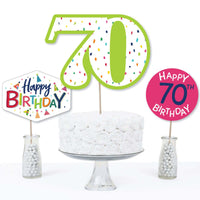 70th Birthday - Cheerful Happy Birthday - Colorful Seventieth Birthday Party Centerpiece Sticks - Table Toppers - Set of 15