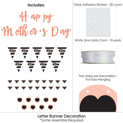 Best Mom Ever - Mother's Day Letter Banner Decoration - 36 Banner Cutouts and Happy Mother's Day Banner Letters