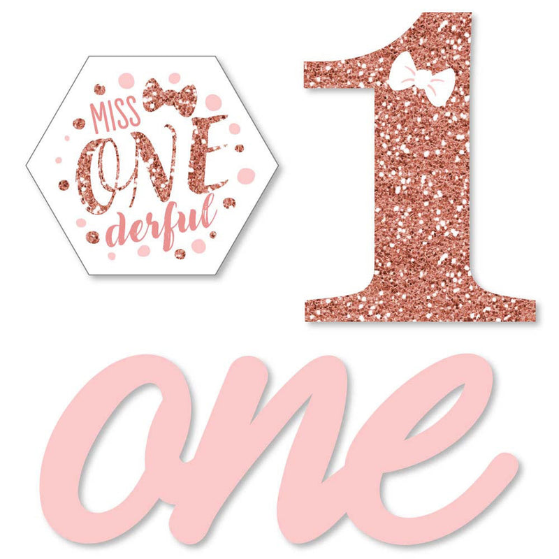 1st Birthday Little Miss Onederful - DIY Shaped Girl First Birthday Party Cut-Outs - 24 Count