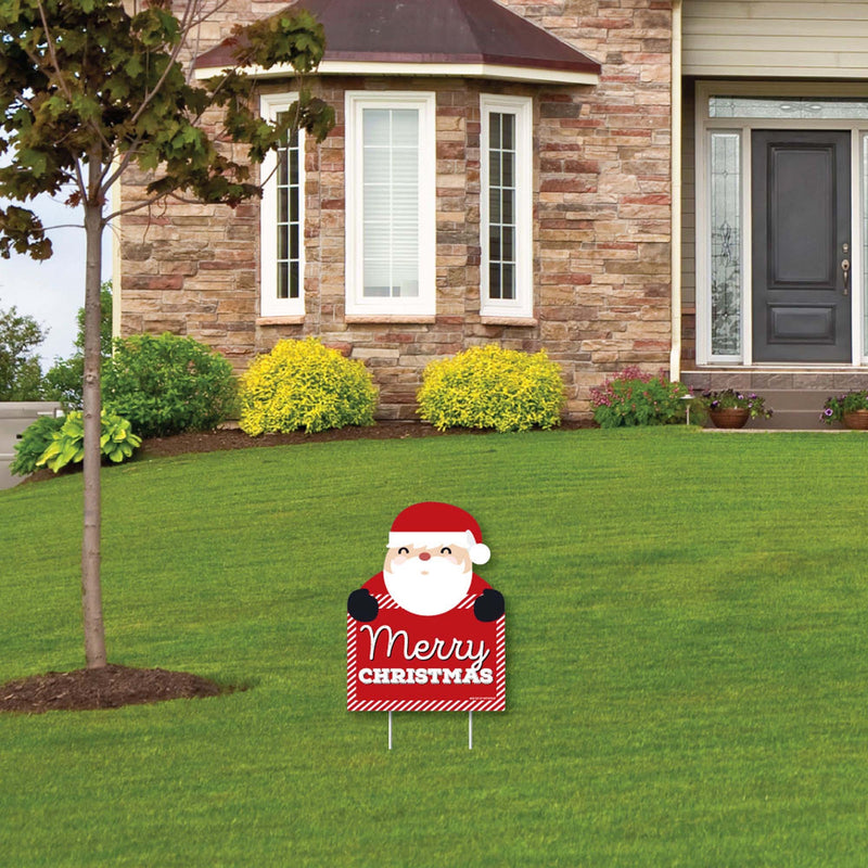 Jolly Santa Claus Merry Christmas - Outdoor Lawn Sign - Christmas Party Yard Sign - 1 Piece
