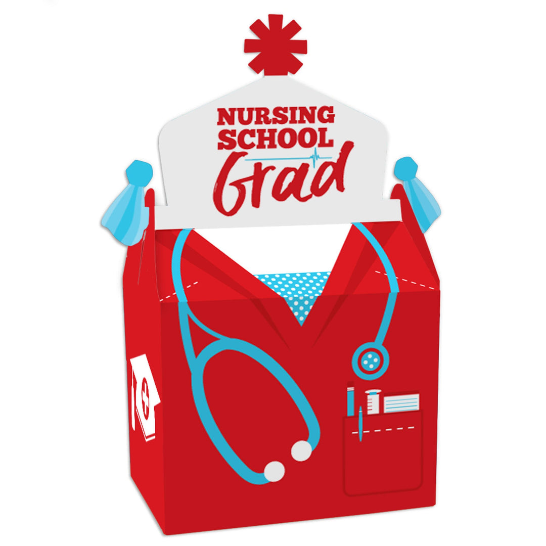 Nurse Graduation - Treat Box Party Favors - Medical Nursing Graduation Party Goodie Gable Boxes - Set of 12