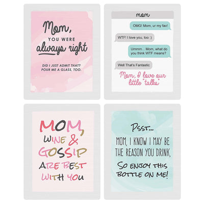 Mom, I Must Confess - Decorations for Women - Wine Bottle Labels Gifts for Mom - Set of 4