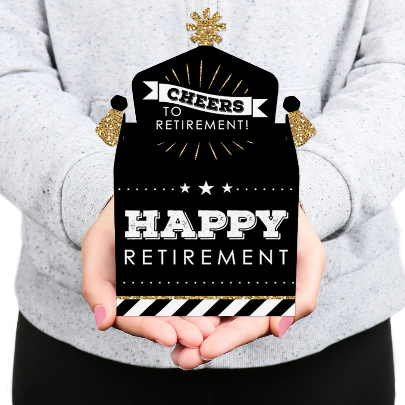 Happy Retirement - Treat Box Party Favors - Retirement Party Goodie Gable Boxes - Set of 12