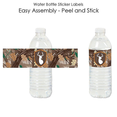 Gone Hunting - Deer Hunting Camo Baby Shower or Birthday Party Water Bottle Sticker Labels - Set of 20