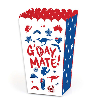 Australia Day - G'Day Mate Aussie Party Favor Popcorn Treat Boxes - Set of 12