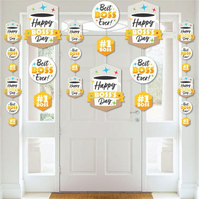 Happy Boss's Day - Best Boss Ever DIY Dangler Backdrop - Hanging Vertical Decorations - 30 Pieces