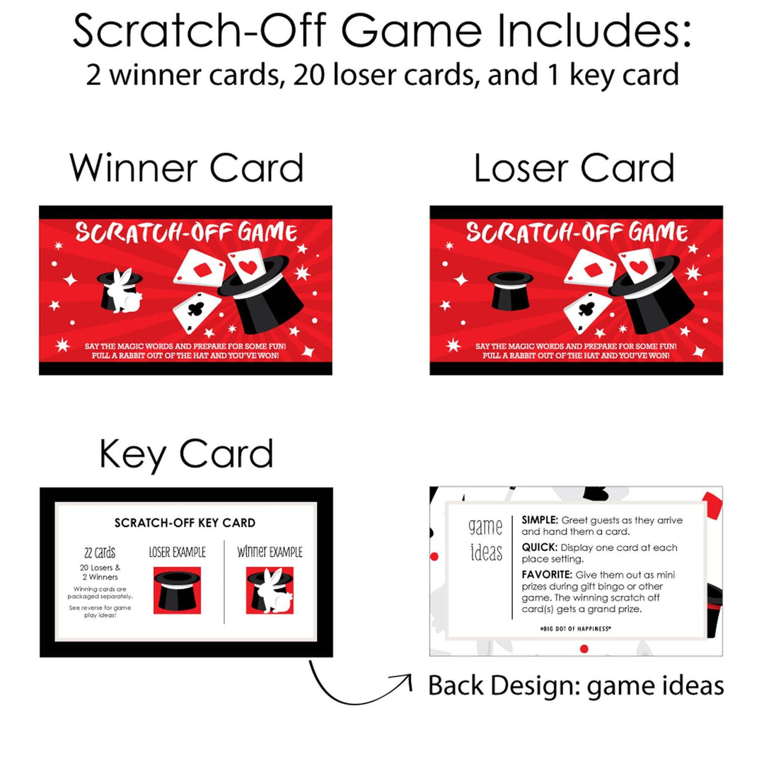 Ta-Da, Magic Show - Magical Birthday Party Game Scratch Off Cards - 22 Count