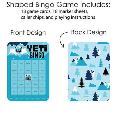 Yeti to Party - Bingo Cards and Markers - Abominable Snowman Party or Birthday Party Bingo Game - Set of 18