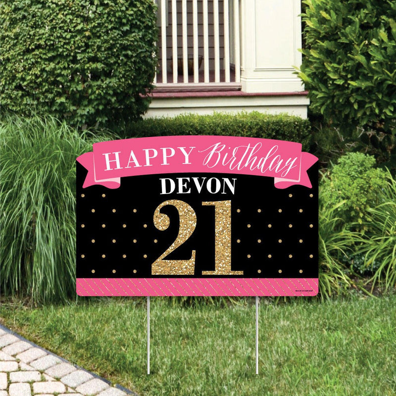 Finally 21 Girl - 21st Birthday Party Yard Sign Lawn Decorations - Happy Birthday Party Yardy Sign