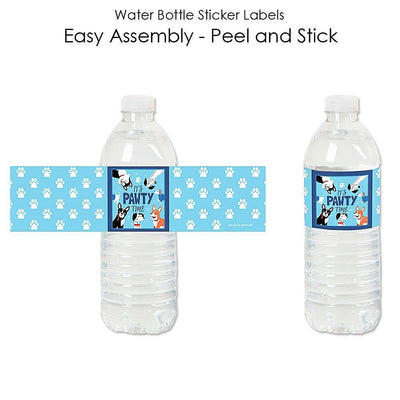 Pawty Like a Puppy - Dog Baby Shower or Birthday Party Water Bottle Sticker Labels - Set of 20