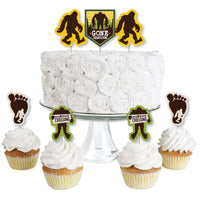 Sasquatch Crossing - Dessert Cupcake Toppers - Bigfoot Party or Birthday Party Clear Treat Picks - Set of 24
