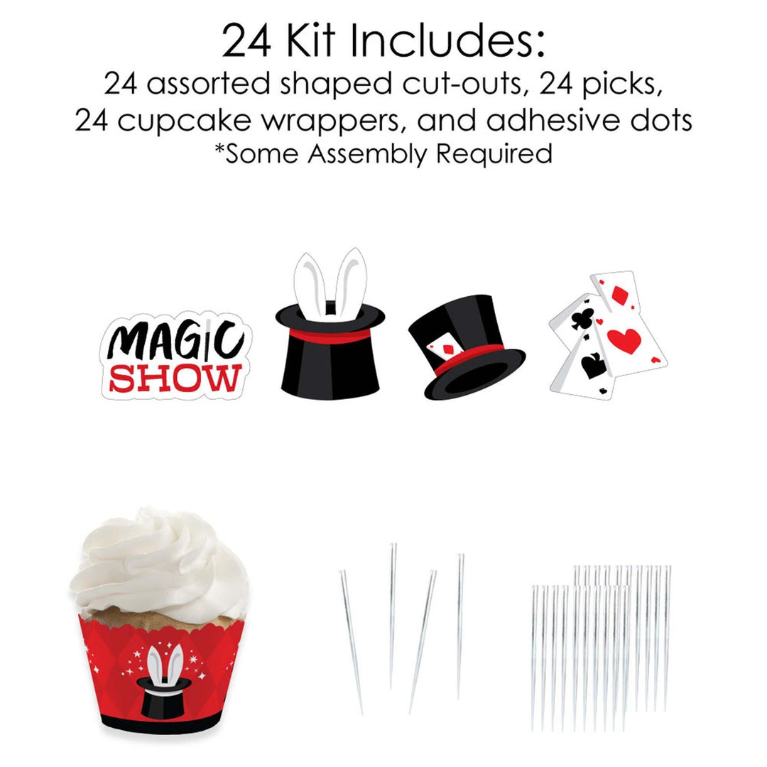 Ta-Da, Magic Show - Cupcake Decoration - Magical Birthday Party Cupcake Wrappers and Treat Picks Kit - Set of 24