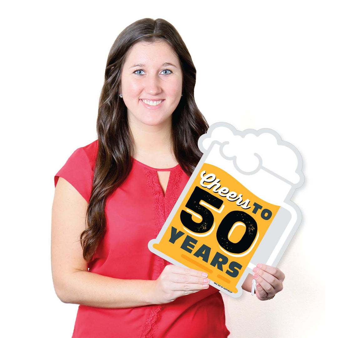 Cheers and Beers to 50 Years - Outdoor Lawn Sign - 50th Birthday Party Yard Sign - 1 Piece