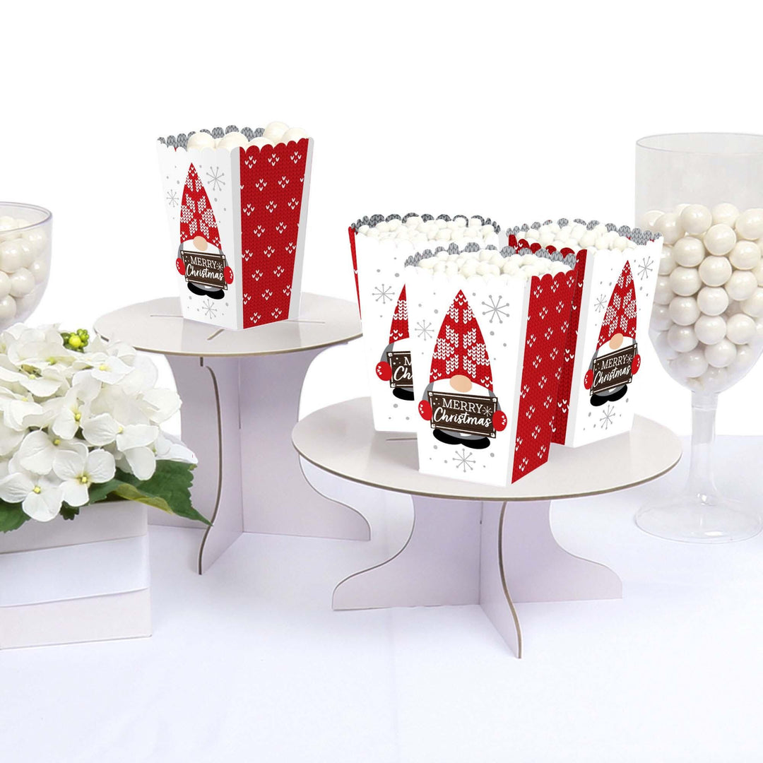 Christmas Gnomes - Holiday Party Favor Popcorn Treat Boxes - Set of 12