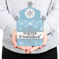 Winter Wonderland - Treat Box Party Favors - Snowflake Holiday Birthday Party and Baby Shower Goodie Gable Boxes - Set of 12