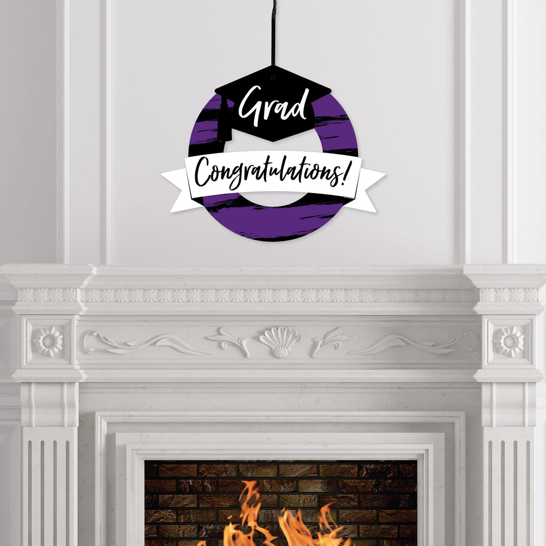 Purple Grad - Best is Yet to Come - Outdoor Purple Graduation Party Decor - Front Door Wreath