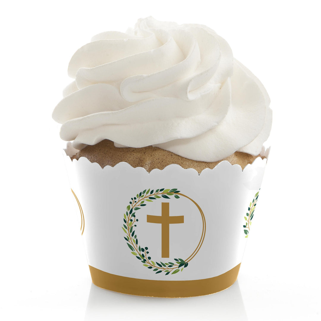 Elegant Cross - Religious Party Decorations - Party Cupcake Wrappers - Set of 12
