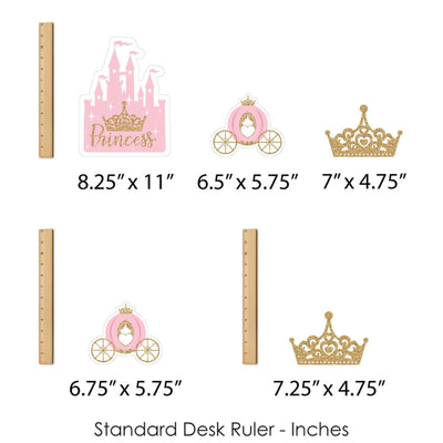 Little Princess Crown - Pink and Gold Princess Baby Shower or Birthday Party Centerpiece Sticks - Showstopper Table Toppers - 35 Pieces