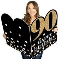 Adult 90th Birthday - Gold - Happy Birthday Giant Greeting Card - Big Shaped Jumborific Card - 16.5 x 22 inches