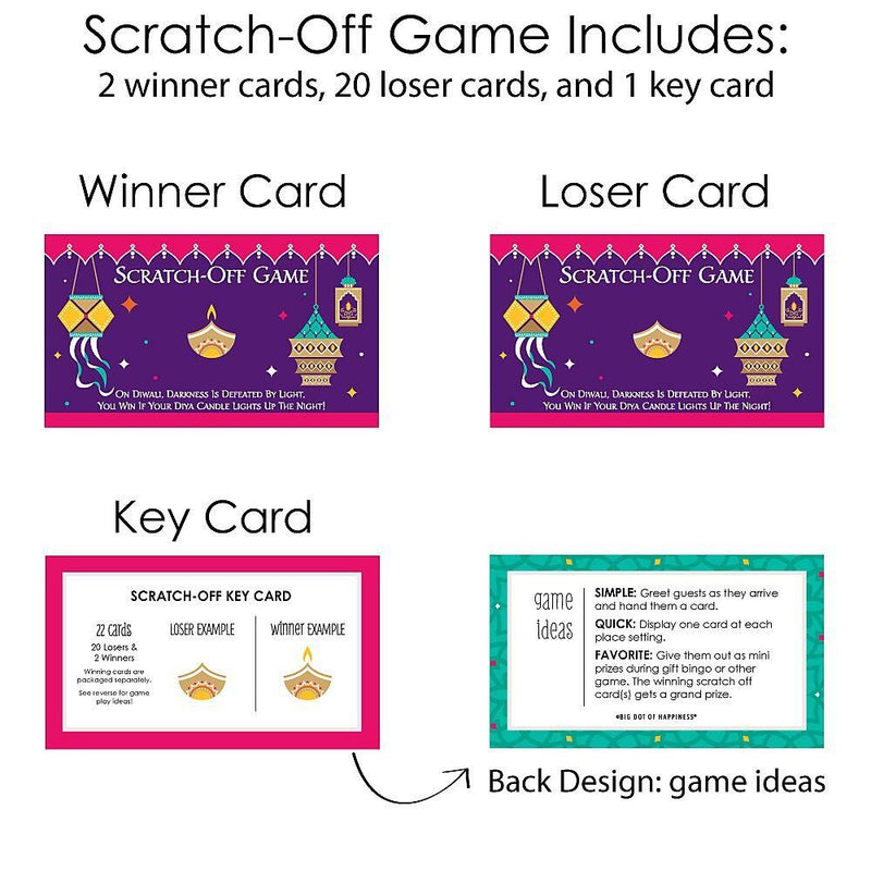Happy Diwali - Festival of Lights Party Scratch Off Cards - 22 Cards