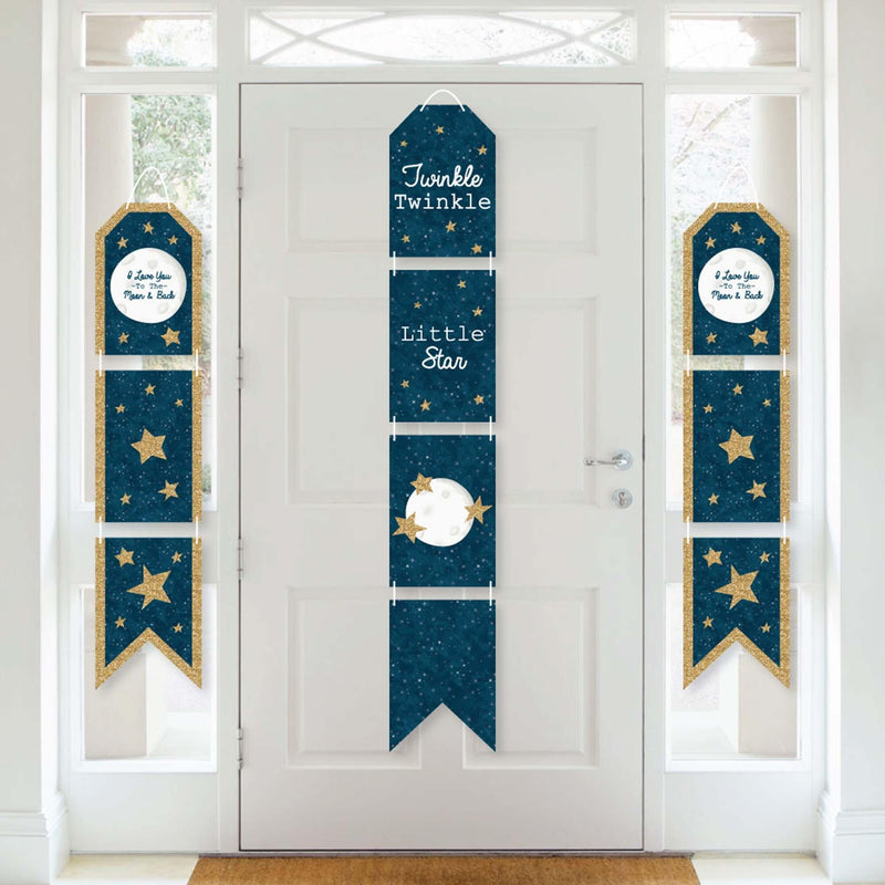 Twinkle Twinkle Little Star - Hanging Vertical Paper Door Banners - Baby Shower or Birthday Party Wall Decoration Kit - Indoor Door Decor
