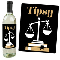 Law School Grad - Future Lawyer Graduation Party Decorations for Women and Men - Wine Bottle Label Stickers - Set of 4