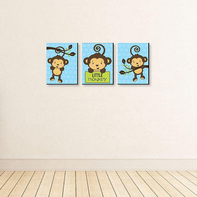 Monkey Boy - Baby Boy Nursery Wall Art & Kids Room Decor - 7.5 x 10 inches - Set of 3 Prints