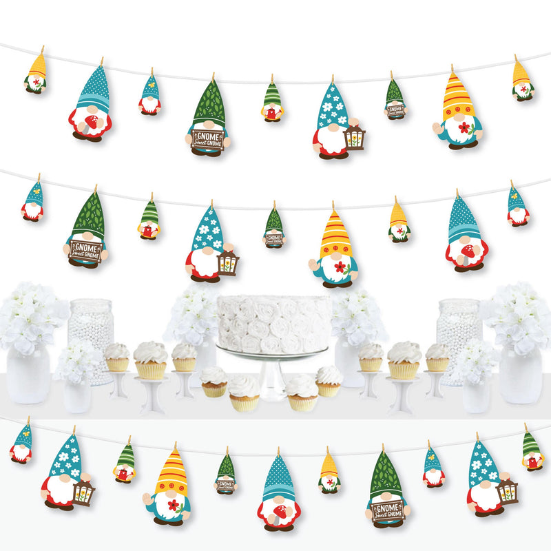 Garden Gnomes - Forest Gnome Party DIY Decorations - Clothespin Garland Banner - 44 Pieces