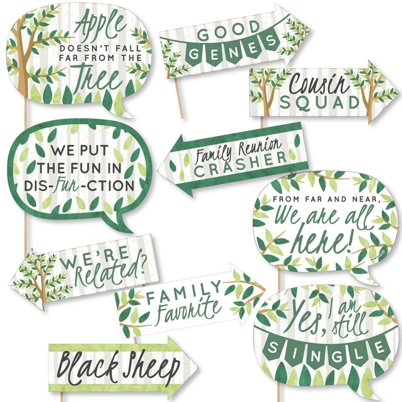 Funny Family Tree Reunion - 10 Piece Photo Booth Props Kit