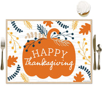 Happy Thanksgiving - Party Table Decorations - Fall Harvest Party Placemats - Set of 16